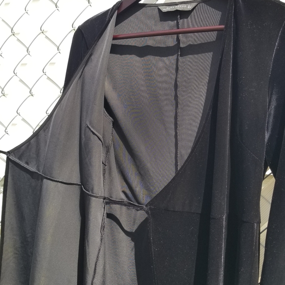 Zara black velvet wrap dress mini puff sleeve S - Picture 4 of 17